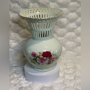 Formalities by Baum Bros. Porcelain Rose Vase – Pierced Rim